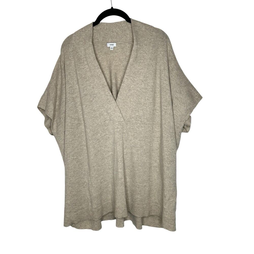 Vince Womens Wool Cashmere Blend Poncho Sweater Medium‎ Loose Capsule Beige